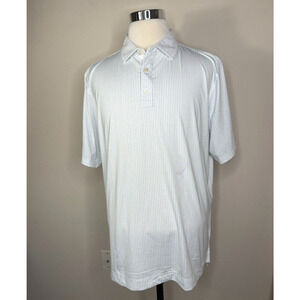 Footjoy FJ ProDry Golf Polo Shirt Mens XL White Blue Wave ZigZag Pattern Print